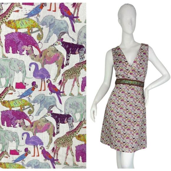 Avova Anthology Dublin Sleeveless V-Neck Dress Afican Animal Print Size Small - Picture 1 of 11